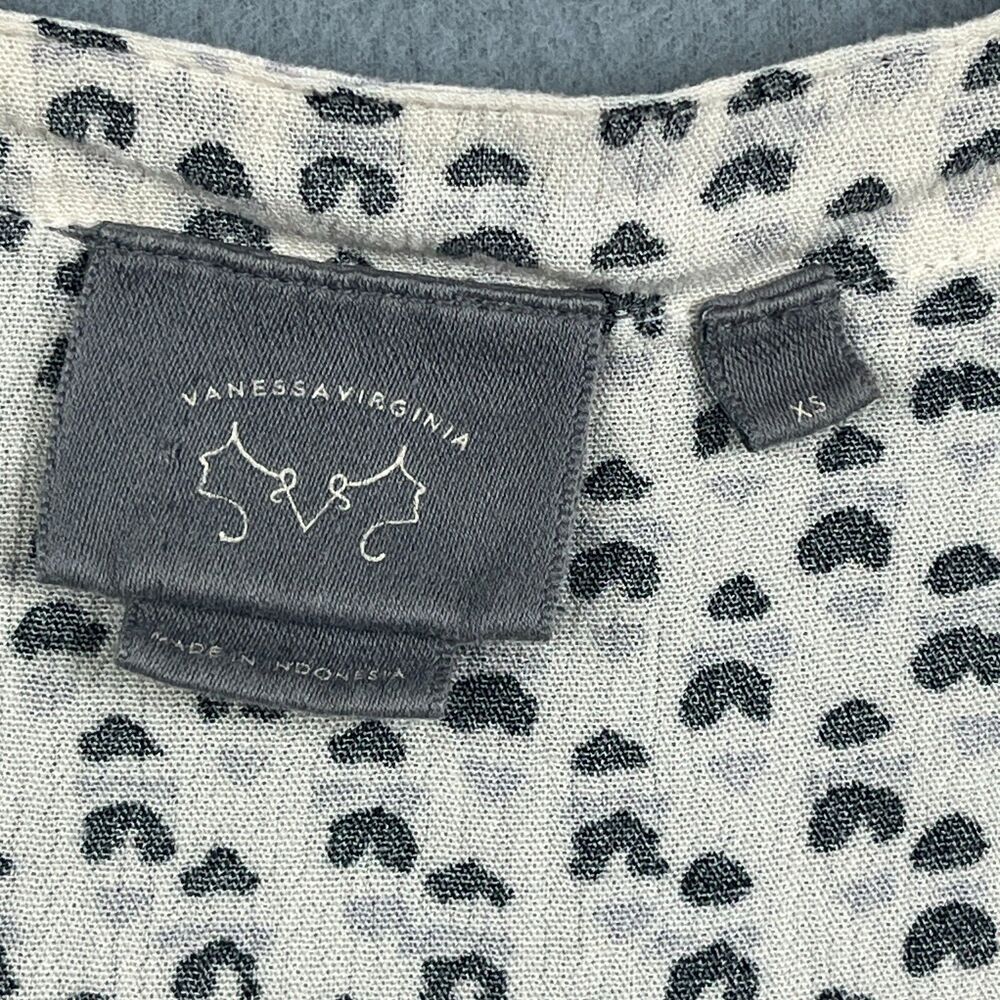 Vanessa Virginia Anthropologie Cap Sleeve Cream Top With Black Print Women's XS - Picture 5 of 7